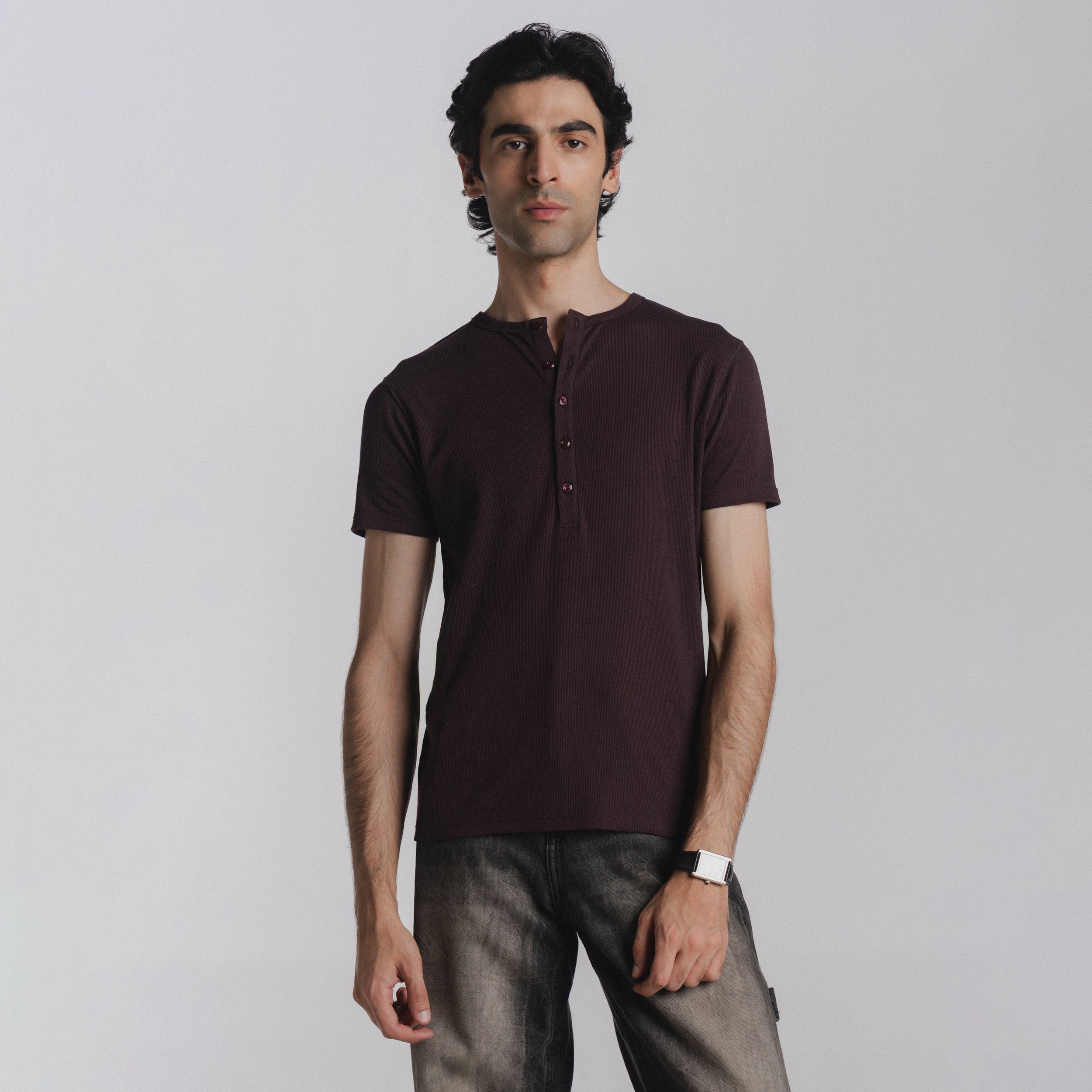 Article 094 // ribbed short sleeve henley